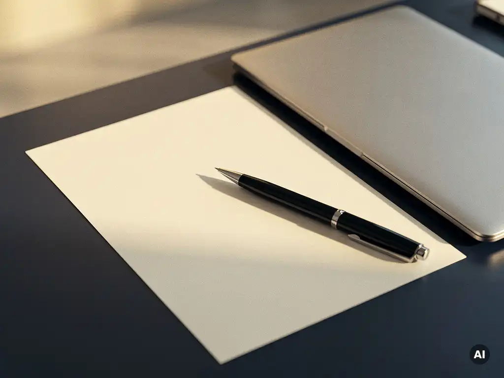 Professioneel offerteformulier op modern bureau naast laptop, pen liggend op papier, zacht kantoorlicht met warme tinten.