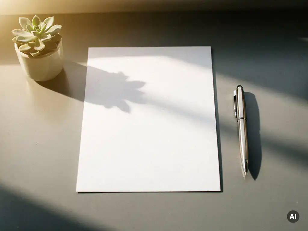 Professioneel offerteformulier op modern bureau naast pen en kleine vetplant, warm middaglicht op wit papier.